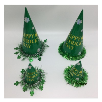 Happy Patrick Day Plain Color Cone Party Paper Hat