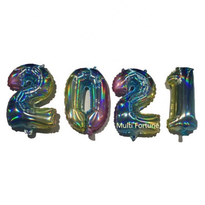 2021 holographic foil  Number Balloons